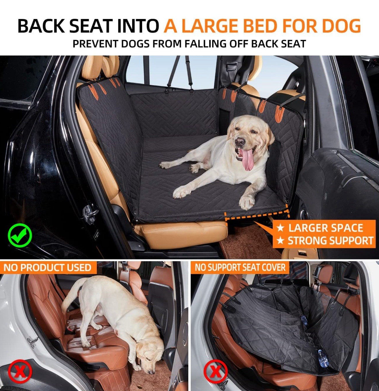 Back Seat Extender,Dog Seat Cover for Back Seat Hard Bottom Car Seat Cover Black