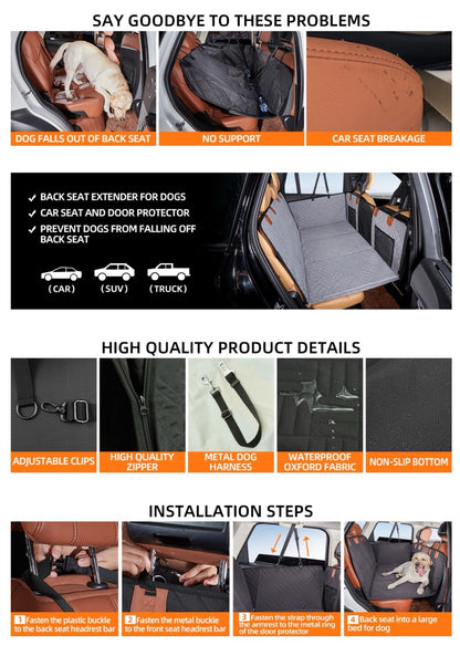 Back Seat Extender,Dog Seat Cover for Back Seat Hard Bottom Car Seat Cover Black